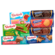 Verkade sprits melk, nizza kokos melk,
lange nekken of prinses aardbei
of McVitie’s digestives
